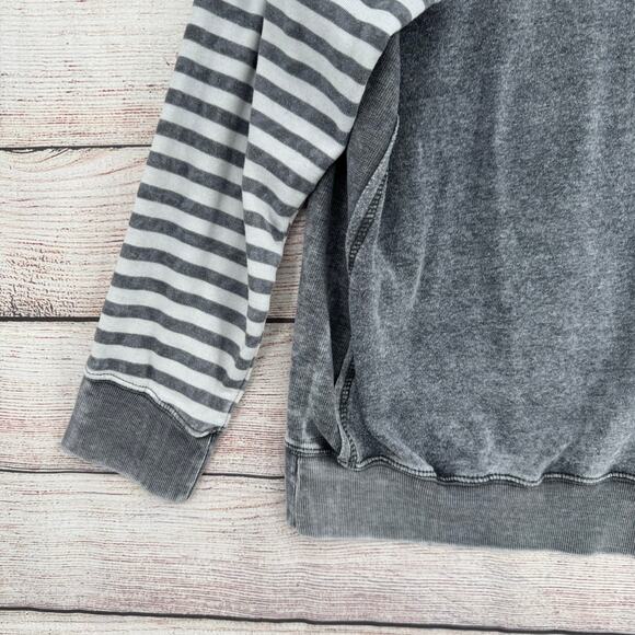 Stone Brewing V-Neck Striped Hoodie Sweatshirt Womens XL Gray Rough Seam - Picture 4 of 11